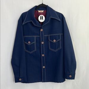Von Parker Dark Blue denim look contrast Casual zip up y2k Oversized jacket